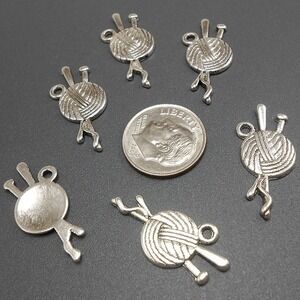 10pcs Knitting Charms silver tone yarn crochet craft fiber‎ art